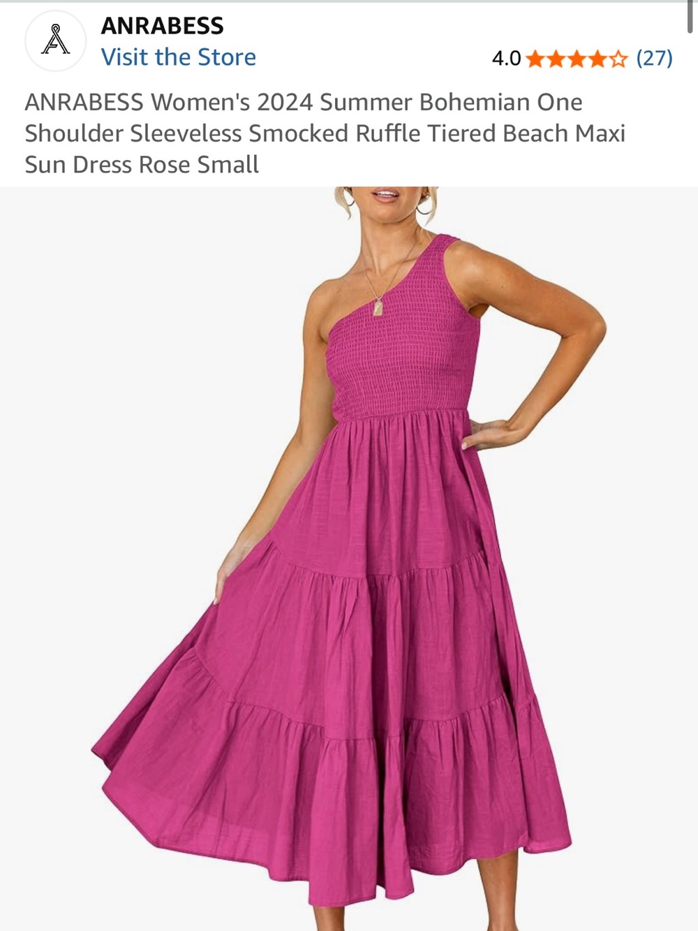 ANRABESS Rose One-Shoulder Tiered Maxi Dress